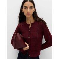 M&S Cotton Blend Cropped Cardigan Dark Burgundy