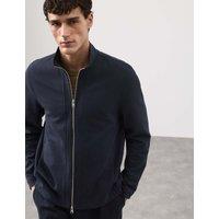 Autograph Cotton Rich Funnel Neck Zip Up Jacket Dark Navy