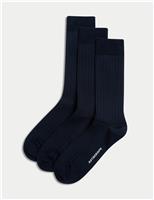 3 Pack Egyptian Cotton Rich Ribbed Socks