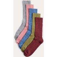 M&S 5 Pack Cotton Rich Ribbed Socks Red Mix