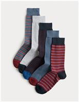 5 Pack Cool & Fresh Stripe Cotton Rich Socks