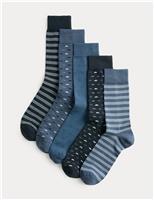 5 Pack Cool & Fresh Geometric Cotton Rich Socks