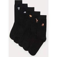 M&S 5 Pack Cool & Fresh Safari Cotton Rich Socks Black Mix