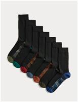 M&S 7 Pack Cool & Fresh Geo Cotton Rich Socks Black Mix