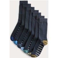 M&S 7 Pack Cool & Fresh Striped Cotton Rich Socks Navy Mix