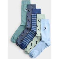 M&S 5 Pack Cool & Fresh Toucan Cotton Rich Socks Green Mix