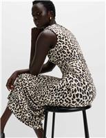 Animal Print Cowl Neck Midi Bodycon Dress