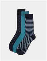Autograph 3 Pack Mercerised Cotton Rich Socks Navy Mix
