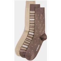 Autograph 3 Pack Mercerised Cotton Rich Socks Brown Mix