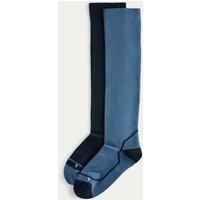 M&S 2 Pack Light Compression Socks Blue Mix