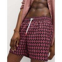 M&S Quick Dry Printed Swim Shorts Black Mix