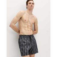 M&S Quick Dry Printed Swim Shorts Black Mix