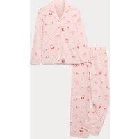 M&S Cotton Blend Breakfast Pyjamas (3-16 Yrs) Pink Mix