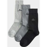 M&S 3 Pack Cotton Rich No.1 Grandad Socks Grey Mix
