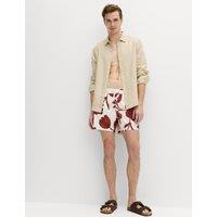 M&S Quick Dry Textured Floral Swim Shorts Paprika