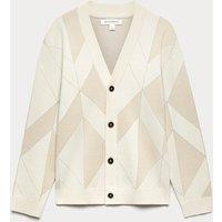 Autograph Milano-Knit V-Neck Jacquard Cardigan Light Natural