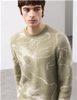Merino Mohair Blend Pattern Crew Neck Jumper