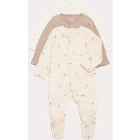 M&S 3 Pack Pure Cotton Sleepsuits (5lbs- 3 Yrs) Wheat