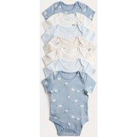 M&S 7 Pack Pure Cotton Plane Bodysuits (5lbs-3 Yrs) Blue Mix