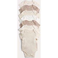 M&S 7 Pack Pure Cotton Sheep Bodysuits (5lbs-3 Yrs) Wheat