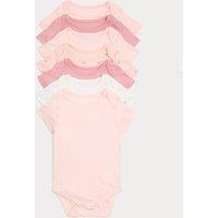 M&S 7 Pack Pure Cotton Bow Bodysuits (0-3 Yrs) Apricot Mix