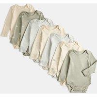M&S 7 Pack Pure Cotton Frog Print Bodysuits (5lbs-3 Yrs) Grey Mix