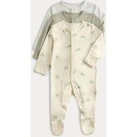 M&S 3 Pack Pure Cotton Frog Sleepsuits (0 Mths-3 Yrs) Grey Mix