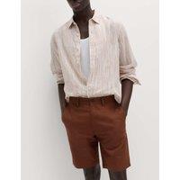 M&S Linen Blend Chino Shorts Conker