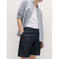 M&S Linen Blend Chino Shorts Dark Blue Denim