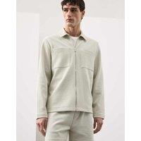 Autograph Cotton Blend Zip Up Textured Jacket Light Natural