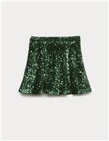 Velvet Sequin Mini Skater Skirt