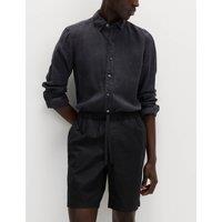 M&S Cotton Linen Blend Stretch Shorts Black