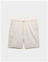 Cotton Linen Blend Stretch Shorts