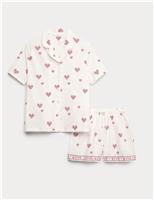 Pure Cotton Poplin Heart Revere Pyjamas (6-16 Years)