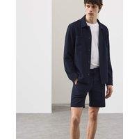 Autograph Smart Seersucker Stretch Shorts Dark Navy