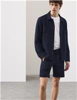 Autograph Smart Seersucker Stretch Shorts Dark Navy