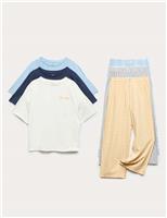 M&S 3 Pack Pure Cotton Pyjama Sets (6-16 Yrs) Multi