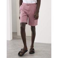 Autograph Cotton Linen Blend Pleat Front Shorts Dusted Pink