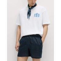 M&S Pure Linen Elasticated Waist Shorts Navy