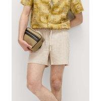 M&S Pure Linen Elasticated Waist Shorts Natural Mix