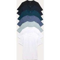 M&S 7 Pack Pure Cotton Crew Neck T-Shirts Soft Blue Mix