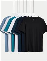 7 Pack Pure Cotton Crew Neck T-Shirts