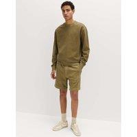 M&S Relaxed Fit Pure Cotton Garment Dye Short Olive