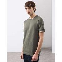 Autograph Pure Cotton Jacquard T-Shirt Dark Olive