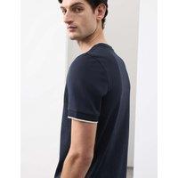Autograph Pure Cotton Jacquard T-Shirt Dark Navy