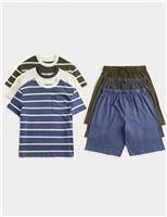 M&S 3 Pack Stripe Shorties Pyjama Sets (3-16 Yrs) Multi