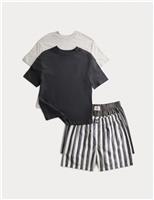 2 Pack Pure Cotton Striped Short Pyjama Sets (6-16 Yrs)