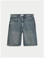 Straight Leg Rigid Denim Shorts