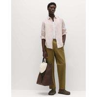 M&S Regular Fit Linen Blend Chinos Olive