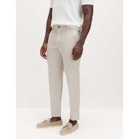 M&S Regular Fit Linen Blend Chinos Mocha